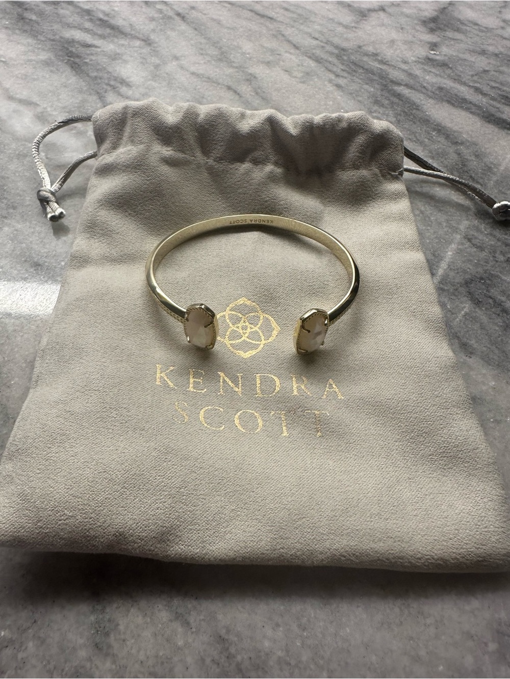 Kendra Scott Elton Gold Open Cuff with Ivory Mother of Pearl Stones